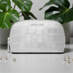 🩶MICHAEL KORS🩶Empire Small Metallic Crocodile Embossed Leather Travel Pouch